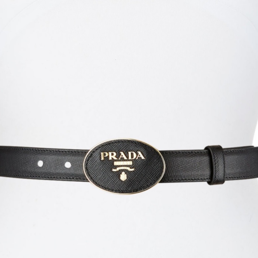 Prada Oval Logo Leather Belt